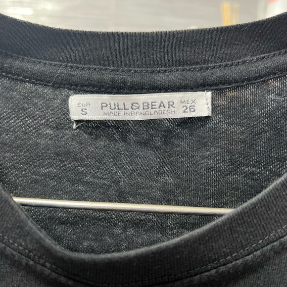 Pull & Bear Women's Black Cotton Text Print Short Sleeve T-Shirt S - Picture 3 of 6